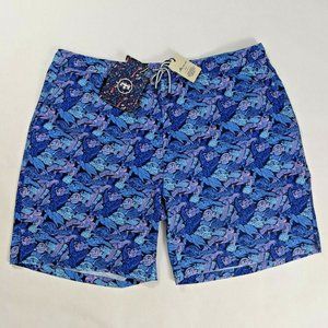 Peter Millar Seaside Flippers Up Blue Swim Trunks Size 2XL 40 Shorts